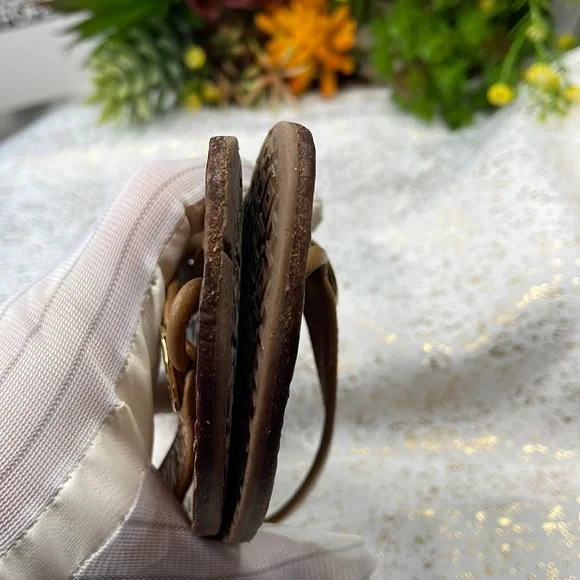 Tory Burch shoes Flip flops sandals Thora flats tan gold - Picture 8 of 14